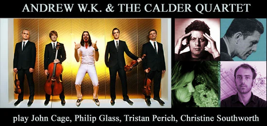 Andrew W.K. and Calder Quartet — concert announcement