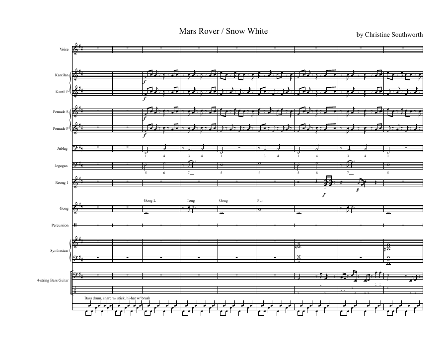 First page of Mars Rover / Snow White score